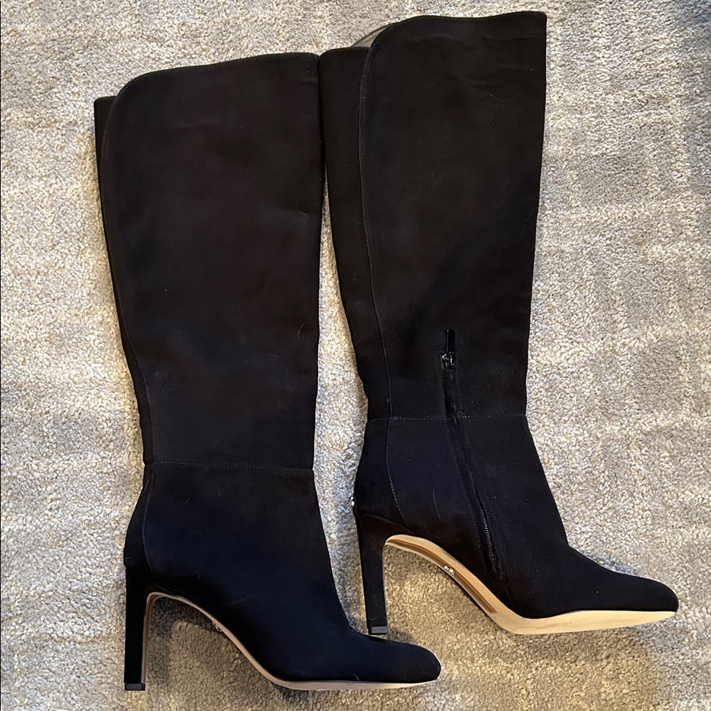 Sam Edelman Shauna Black Suede Knee-High Women's Boots